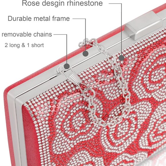 Stylish Red Satin Evening Purse with Organized Compartments - Ideal for Events - Picture 4 of 9